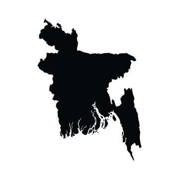 Map of Bangladesh black silhouette vector icon isolated on white background for designs.