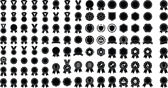 Antique railway infrastructure and vintage train depot black silhouette icons vector set
