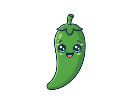 Happy green chili pepper