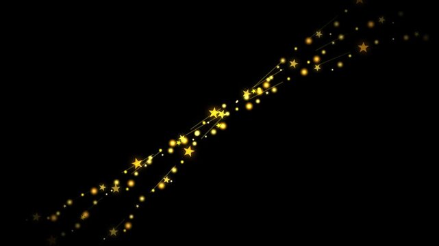 Golden Light Particles Streaking Across Black Background Cinematic Motion