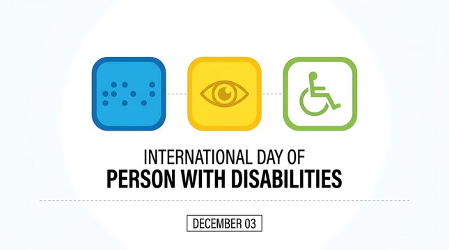 International day of persons with disabilities icons representing accessibility for blind, visually impaired and wheelchair users