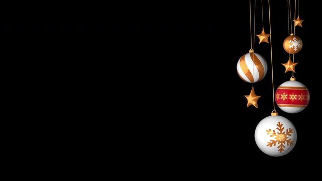 Glittering christmas ball decoration loop with alpha channel
