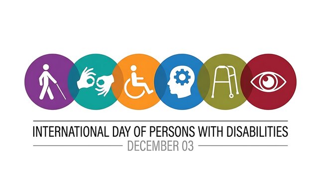 International day of persons with disabilities concept with colorful circles and accessibility icons disabilities accessibility