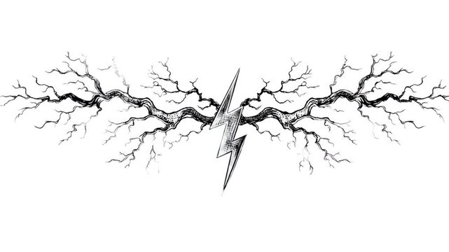 Artistic illustration of lightning bolt and branch like elements