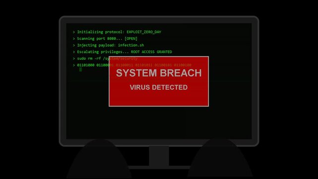 person coding in front of a computer monitor displaying green command line text interface, programming, software development, cybersecurity analysis, digital technology