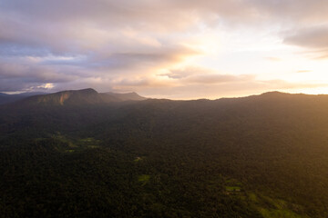 Obraz premium Sunrise in the mountains, Western Ghats, Karnataka, India
