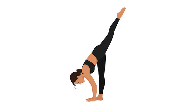 Hispanic Female in Standing Forward Bend Pose Flat Vector