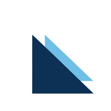 Two overlapping triangles on a light transparent background