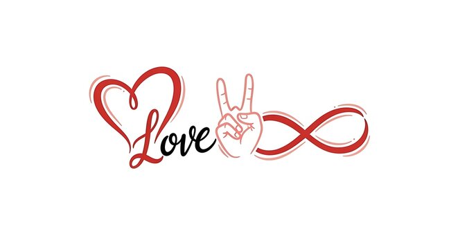 Symbolic Bonds: Red Love, Peace, and Endless Connection