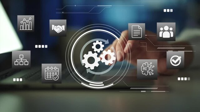 Digital automation system and AI workflow optimization, Concept of process management, operational efficiency, business technology, and digital transformation strategy