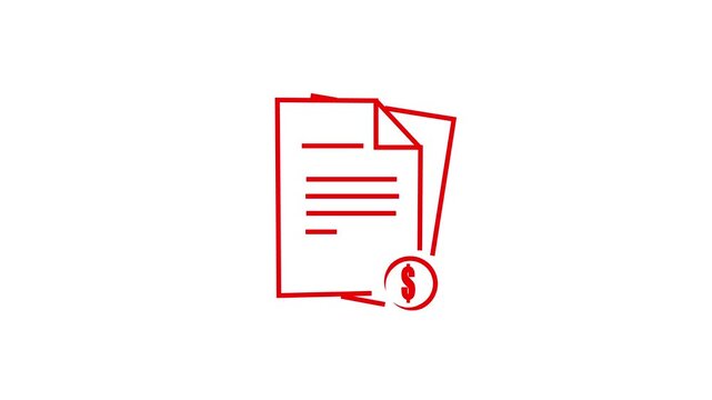 Money animated icon. Banking document dollar file finance money page icon 4K video animation.