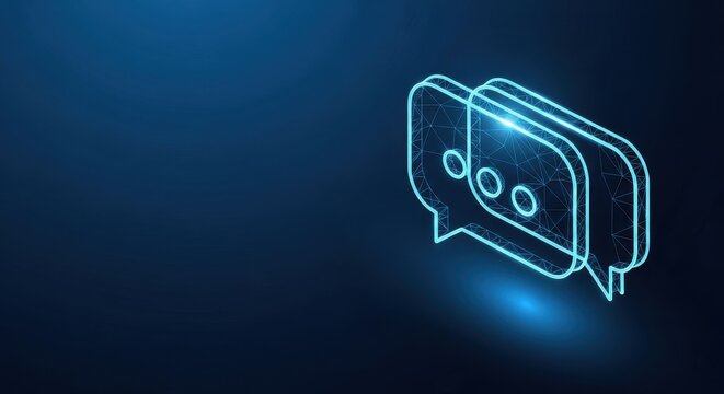 Glowing Digital Chat Bubbles Representing Online Communication and Network Connections