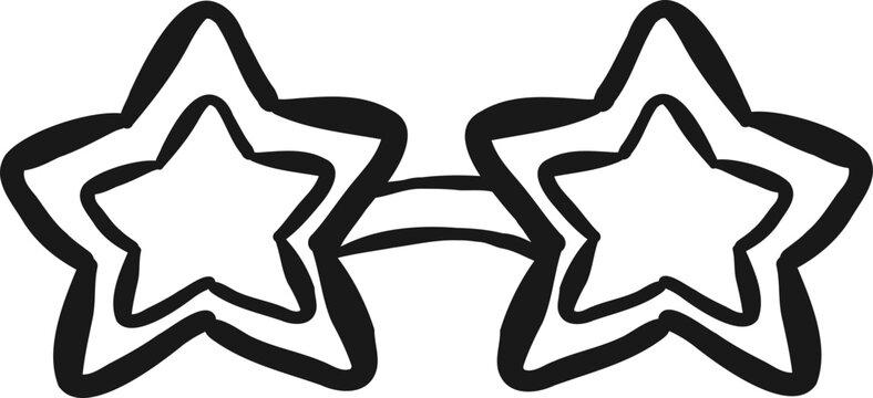 Back to School Outline, Hand Drawn Star Shaped Glasses