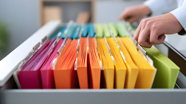 Color folder filing folder hand office file document drawer archive organization