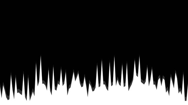 Abstract jagged spike pattern with sharp triangular peaks and monochrome contrast resembling icicles or seismic sound wave