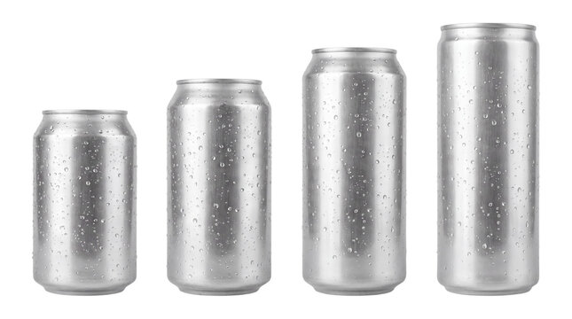 Aluminum beverage cans isolated on transparent background