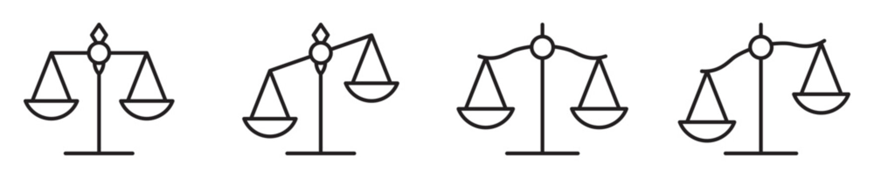 Justice scale icons for law, court, legal services, rights, and design.