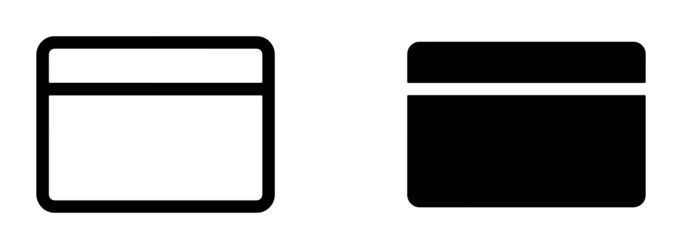 Credit Card Icons, Payment Card Symbols, Financial Transaction Icons, White and Black Vector Graphics for Digital Wallets and E-commerce