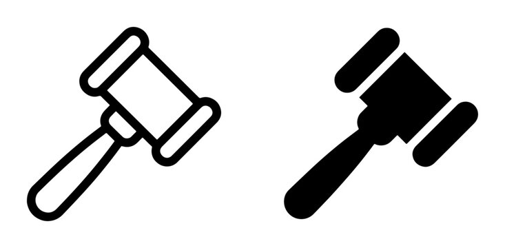 Gavel Icons, Justice Symbol, Legal Hammer, Auction Symbol, Law Symbol, Judge's Gavel, Court Symbol, Two Styles, Vector Art
