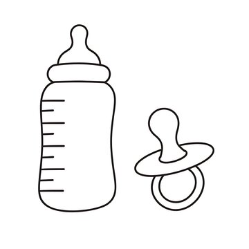 Baby bottle and pacifier set illustration