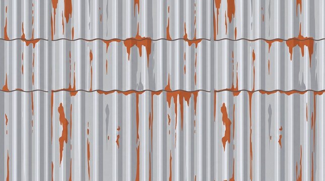 Flat Vector Rusty Corrugated Iron Sheet Pattern Background