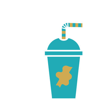 Turquoise drink cup with straw and splash