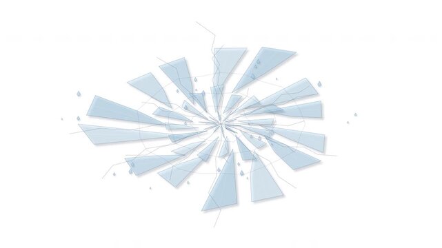 Animated abstract light blue shattered geometric shapes exploding outward, motion graphic