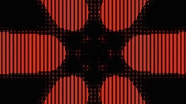 Infinite ASCII matrix tunnel animation featuring a dynamic crimson red glow and depth projection.