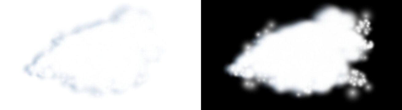 Abstract soft cloud element with glowing particle effect and alpha channel mask for creative motion design compositions