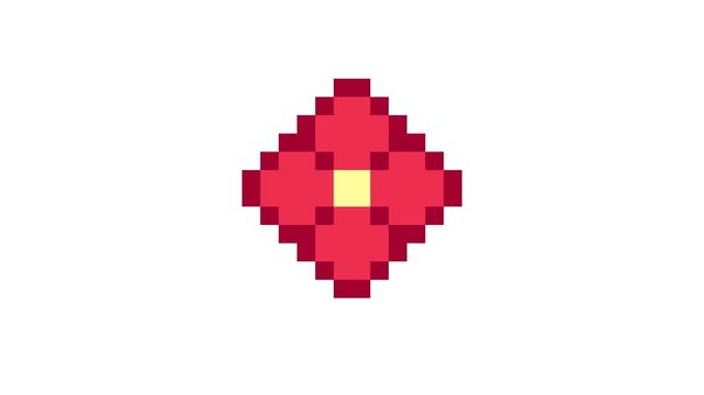 8-bit pixel art cute retro red flower icon. looped animation 4k 30fps