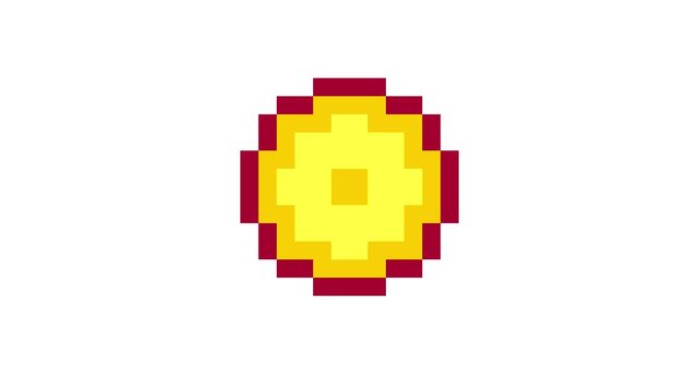 8-bit pixel art cute retro coin icon. looped animation 4k 30fps