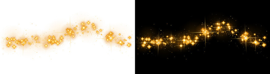 Golden glittering magic dust wave with sparkling star particless for design projects © Vialeve