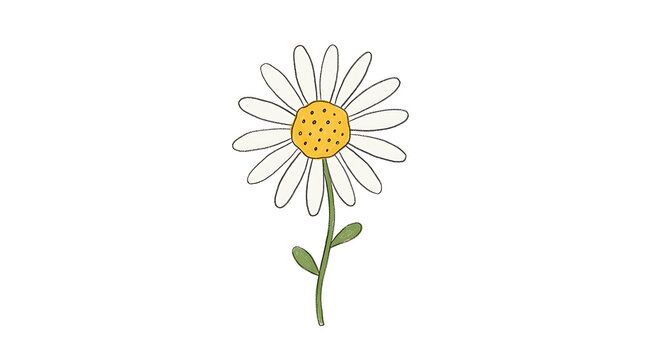 Single daisy flower flat vector illustration isolated on white background