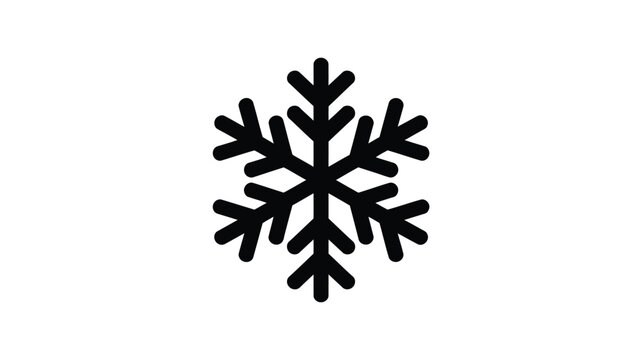 Black snowflake symbol isolated on white background for winter and seasonal design