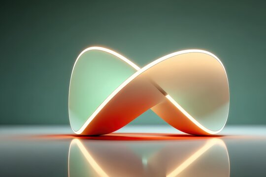 Abstract Mobius Strip With Glowing Edges On Teal Background geometric shape