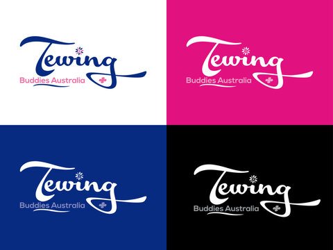 Tewing logo with floral ornament and buddies australia text vector illustration