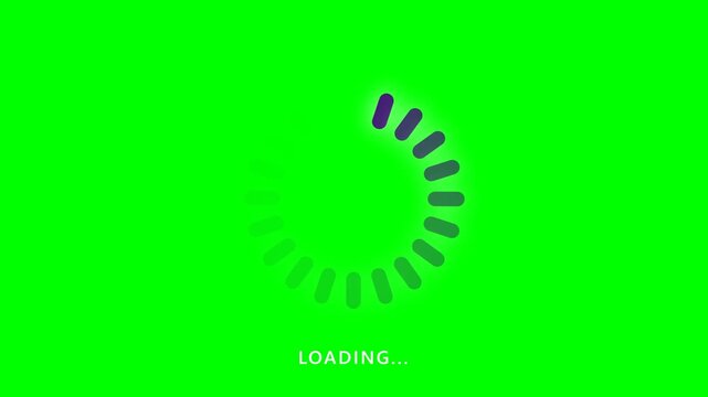 Video clip of a digital loading progress indicator on chroma key green screen background loop.