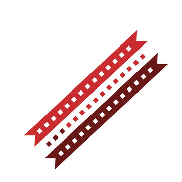 Three ribbons with square perforations