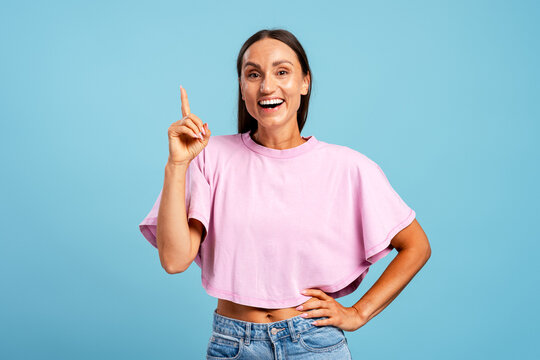 Woman generating a new idea finding a solution