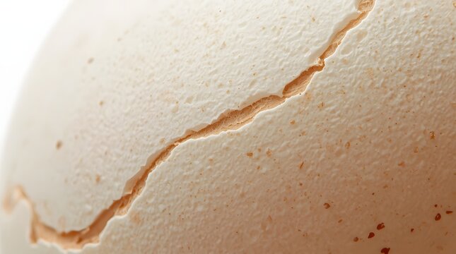 Extreme Macro Shot of a Cracked Eggshell Revealing Organic Texture and Natural Fracture Patterns