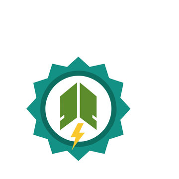 Green energy logo with lightning bolt