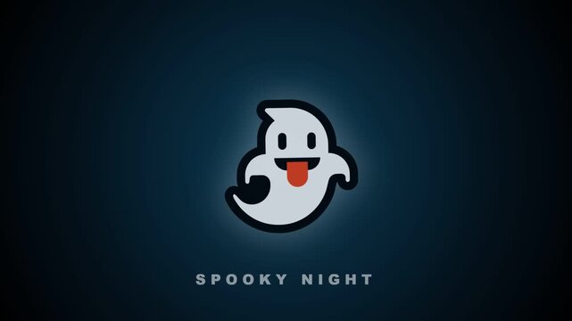Cute floating ghost animation for halloween spooky night