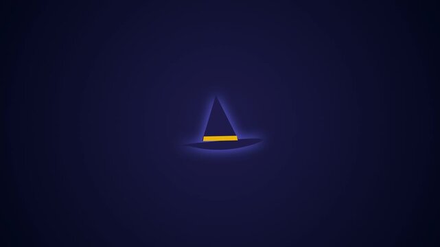 Minimalist glowing witch hat icons for halloween motion graphics