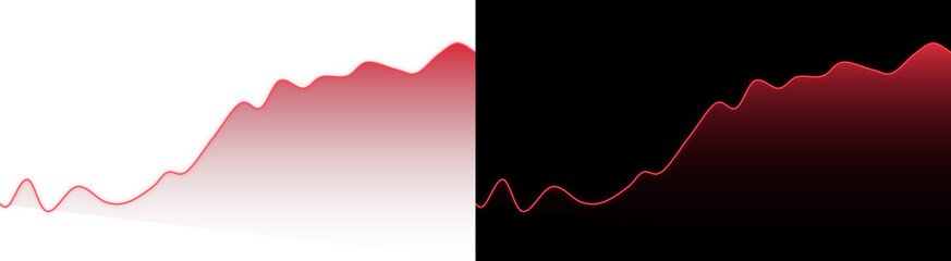 Abstract financial line graph showing positive growth trends with glowing red neon curves © Neroloxy