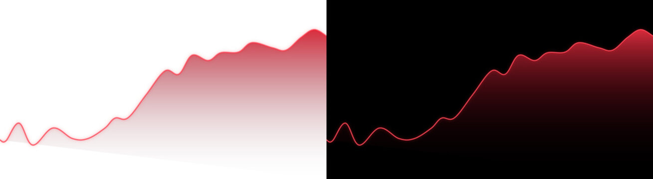 Abstract financial line graph showing positive growth trends with glowing red neon curves