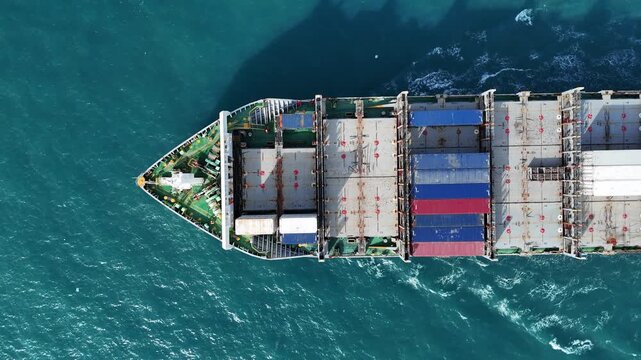 cargo ship carrying container and running for export goods from cargo yard port to custom ocean concept technology transportation. container ship export import shipping service.