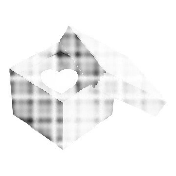 Abstract cube graphic digital halftone as isolated element