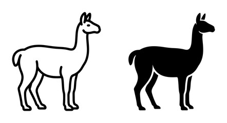Llama Icon Set, Black and White Vector Silhouettes, South American Camelid Graphics for Wildlife and Farm Themes © Humaiun