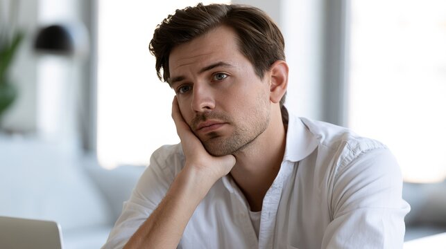 upper. A young professional works intently at a modern home office desk with soft natural light. lifestyle magazines, social media lookbooks, designed for influencer and brand collaborations.