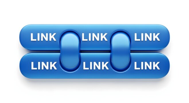 Link button icons featuring glossy blue 3d navigation bars arranged for website interface design development projects